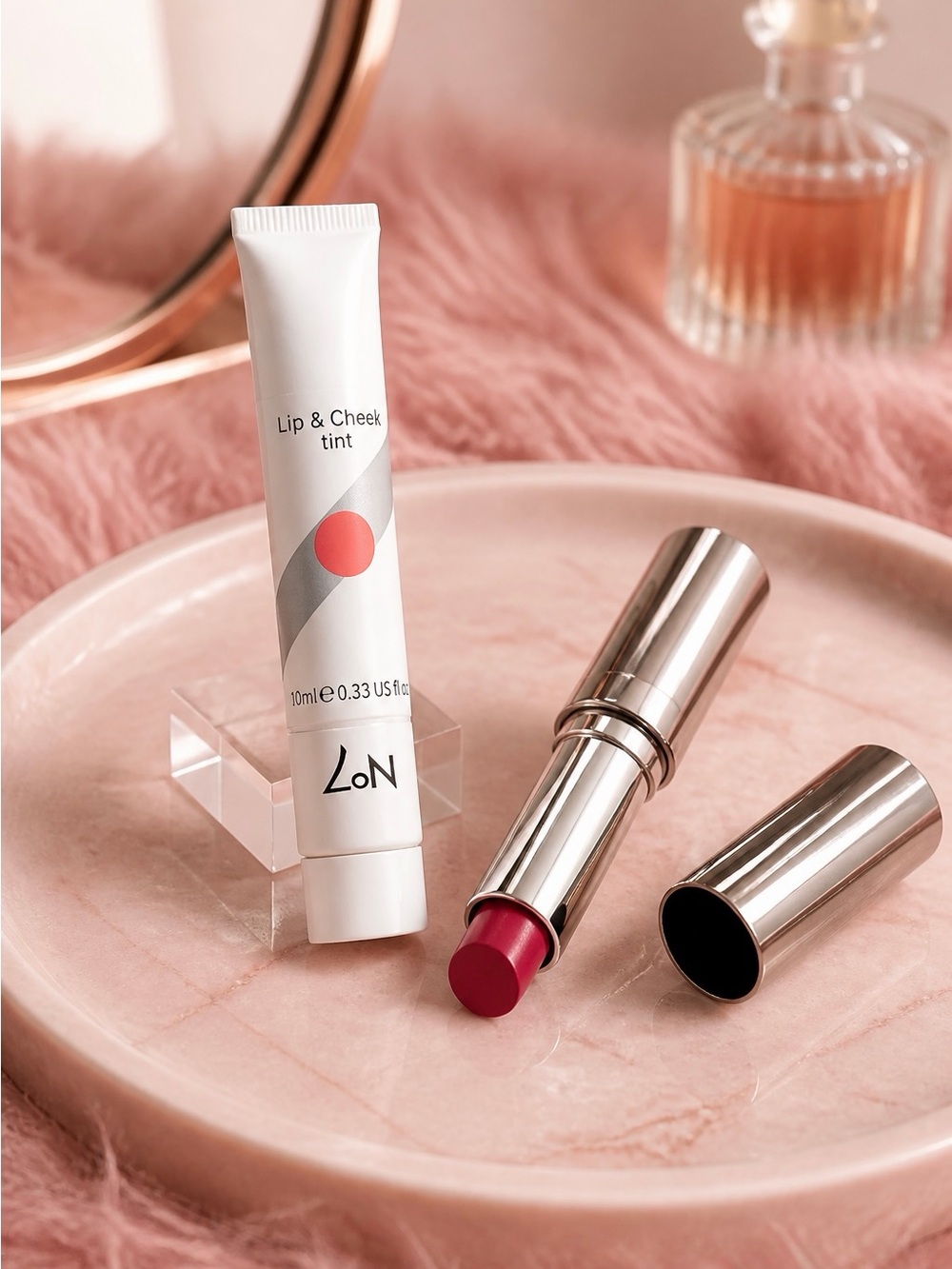 No7 Running Lip & Cheek Tint and Stick in Coral Rose